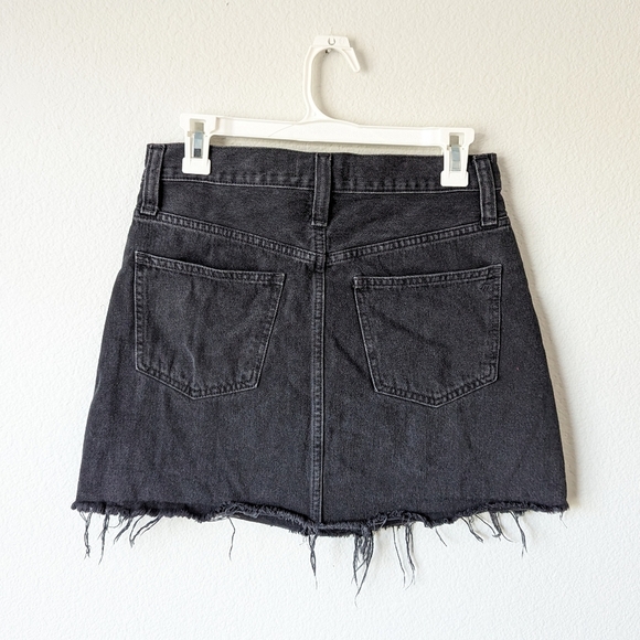 Madewell Rigid Denim A-Line Button Fly Mini Skirt Black Wash - Picture 4 of 5